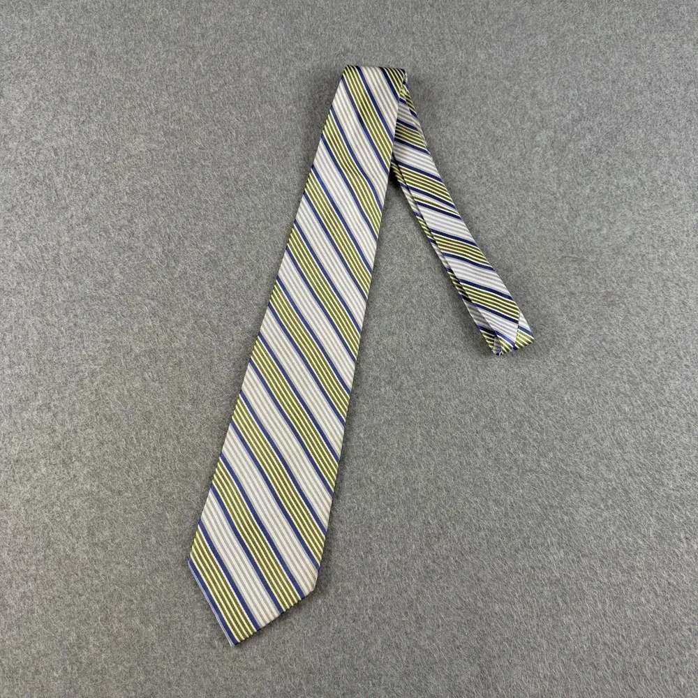 Grant Thomas Hand Sewn Silk Blue Green Stripe Necktie 100% Silk 60x3.9